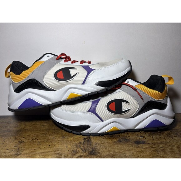 Champion 93 Eighteen Block CM100113M White/Multi Men's Y2K Retro Style Shoes 9 - Picture 1 of 5